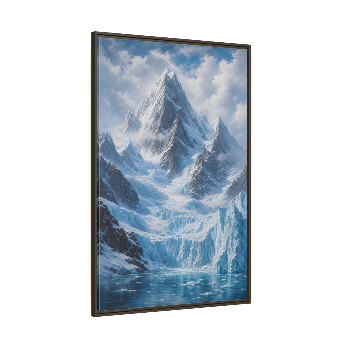 Side Mockup 8. Nature Snowy Mountain Snowy Glacier Landscape shown as stretched canvas wall art