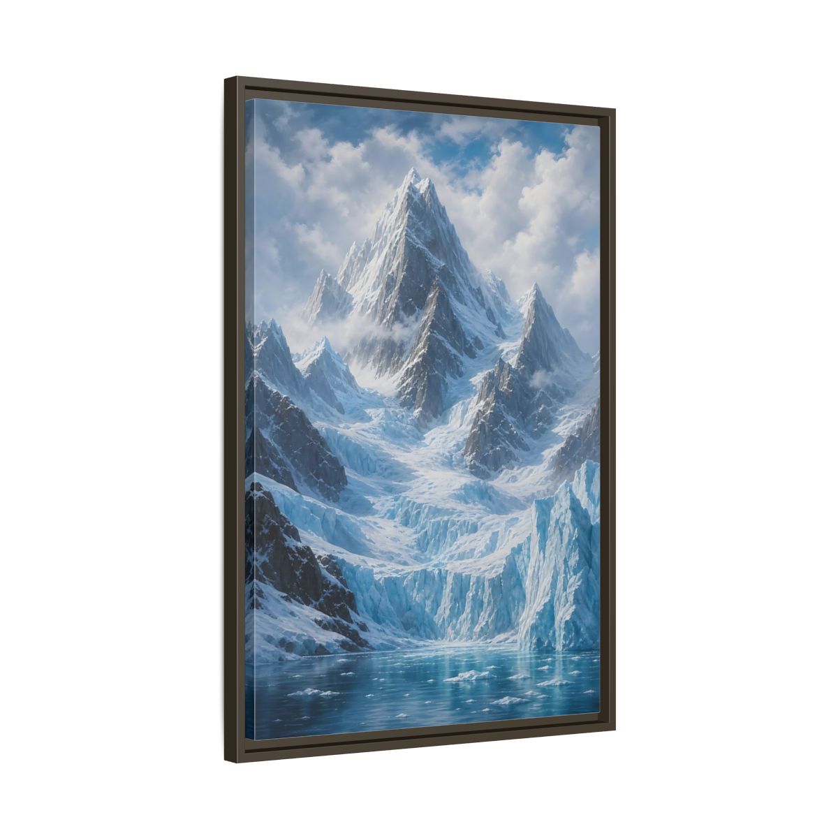 Side Mockup 11. Nature Snowy Mountain Snowy Glacier Landscape shown as stretched canvas wall art