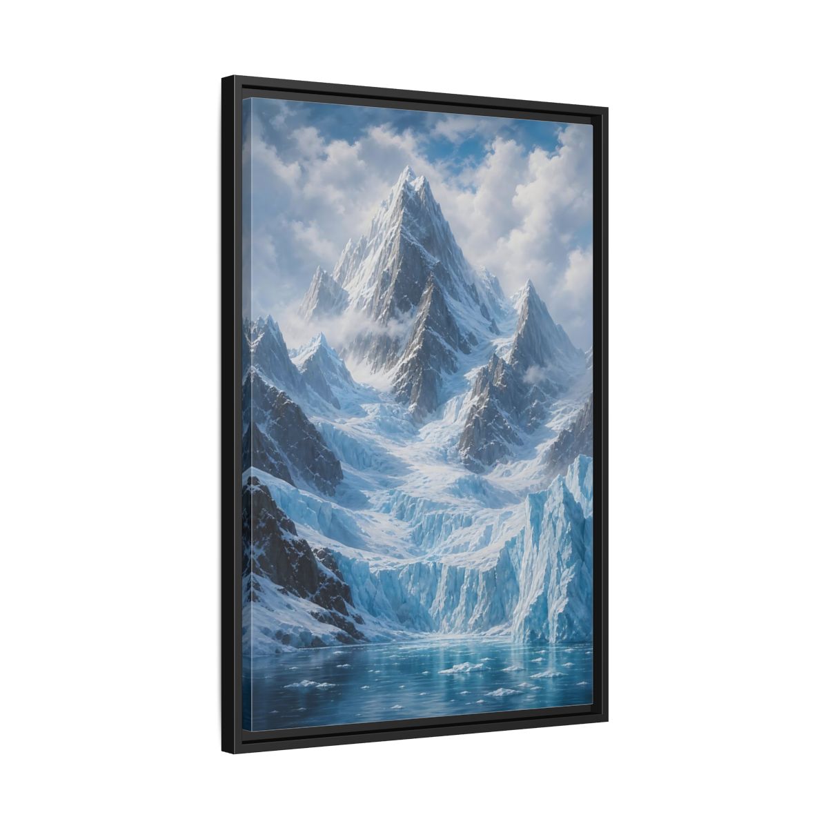 Side Mockup 14. Nature Snowy Mountain Snowy Glacier Landscape shown as stretched canvas wall art