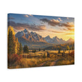 Side Mockup 4. Nature Snowy Mountains Autumn Mountain Landscape shown as stretched canvas wall art