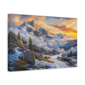 Side Mockup 4. Nature Snowy Mountains Golden Snowy Landscape shown as stretched canvas wall art