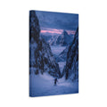 Side Mockup 4. Nature Snowy Mountains Pink And Blue Mountains shown as stretched canvas wall art