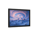 Side Mockup 6. Nature Snowy Mountains Pink And Blue Mountain shown as stretched canvas wall art