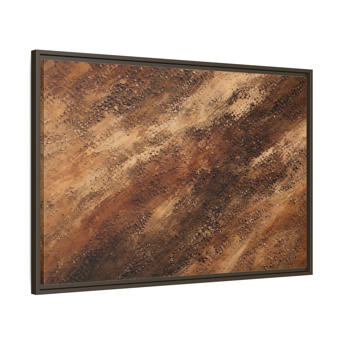 Main Mockup. Nature Soil Texture Brown And Tan shown as stretched canvas wall art