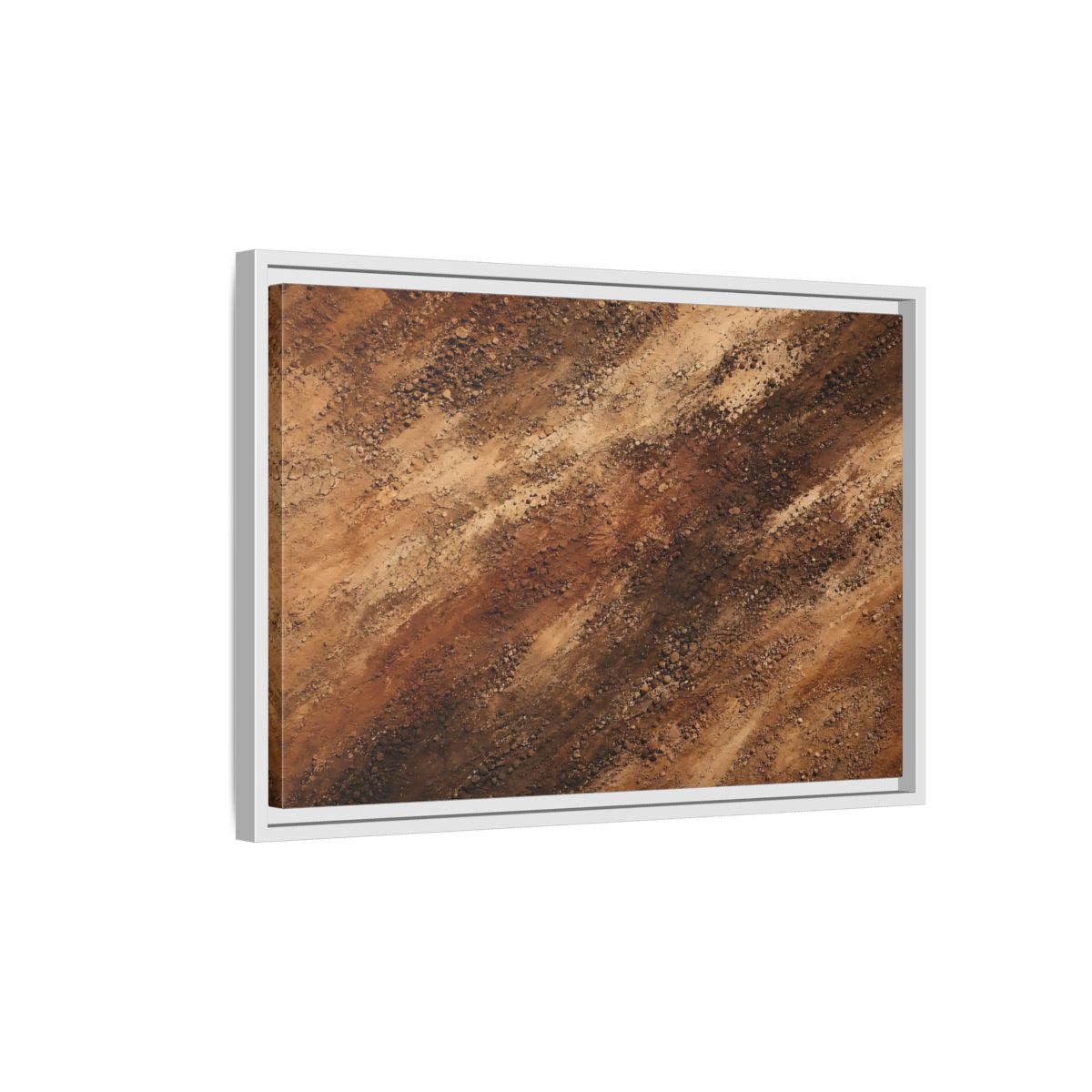 Side Mockup 1. Nature Soil Texture Brown And Tan shown as stretched canvas wall art