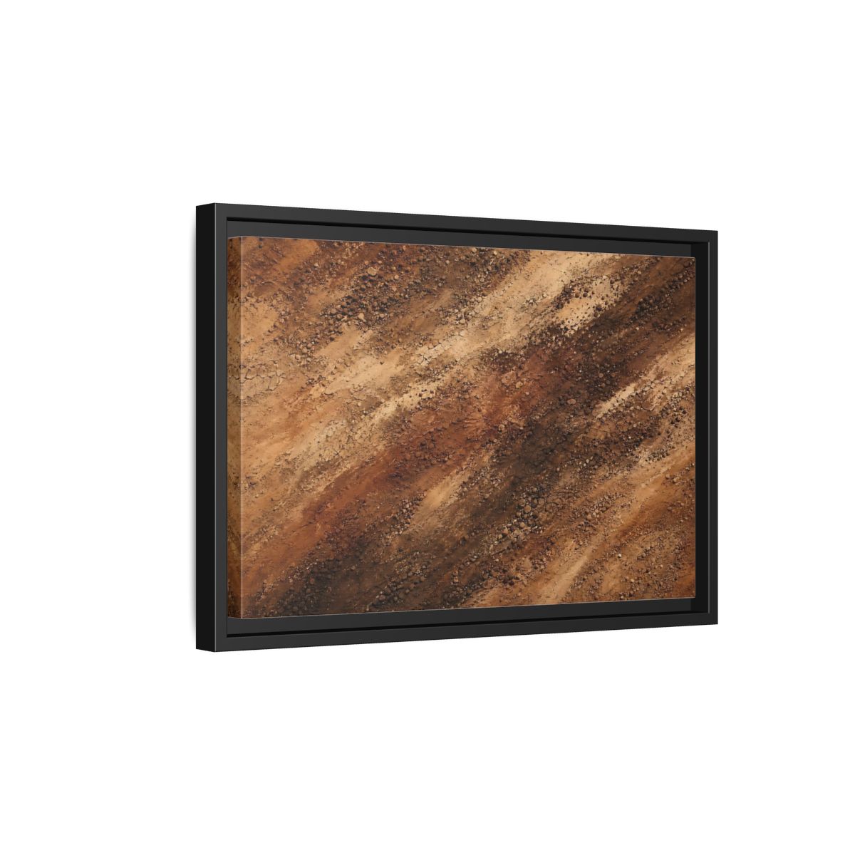 Side Mockup 6. Nature Soil Texture Brown And Tan shown as stretched canvas wall art