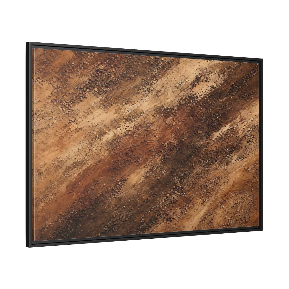Side Mockup 12. Nature Soil Texture Brown And Tan shown as stretched canvas wall art