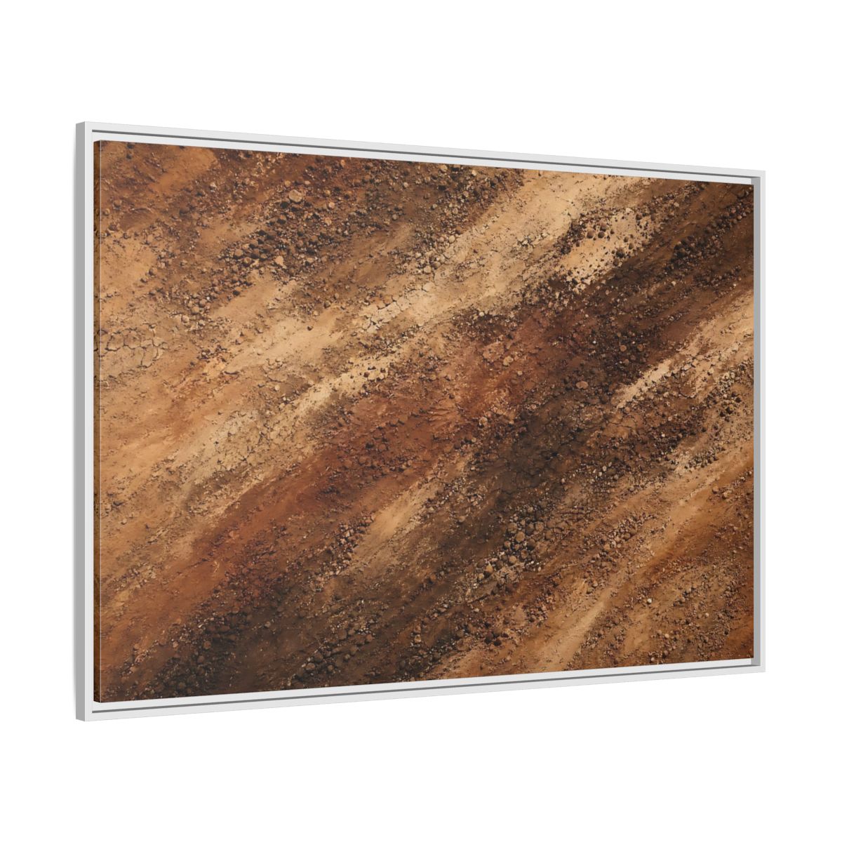Side Mockup 7. Nature Soil Texture Brown And Tan shown as stretched canvas wall art