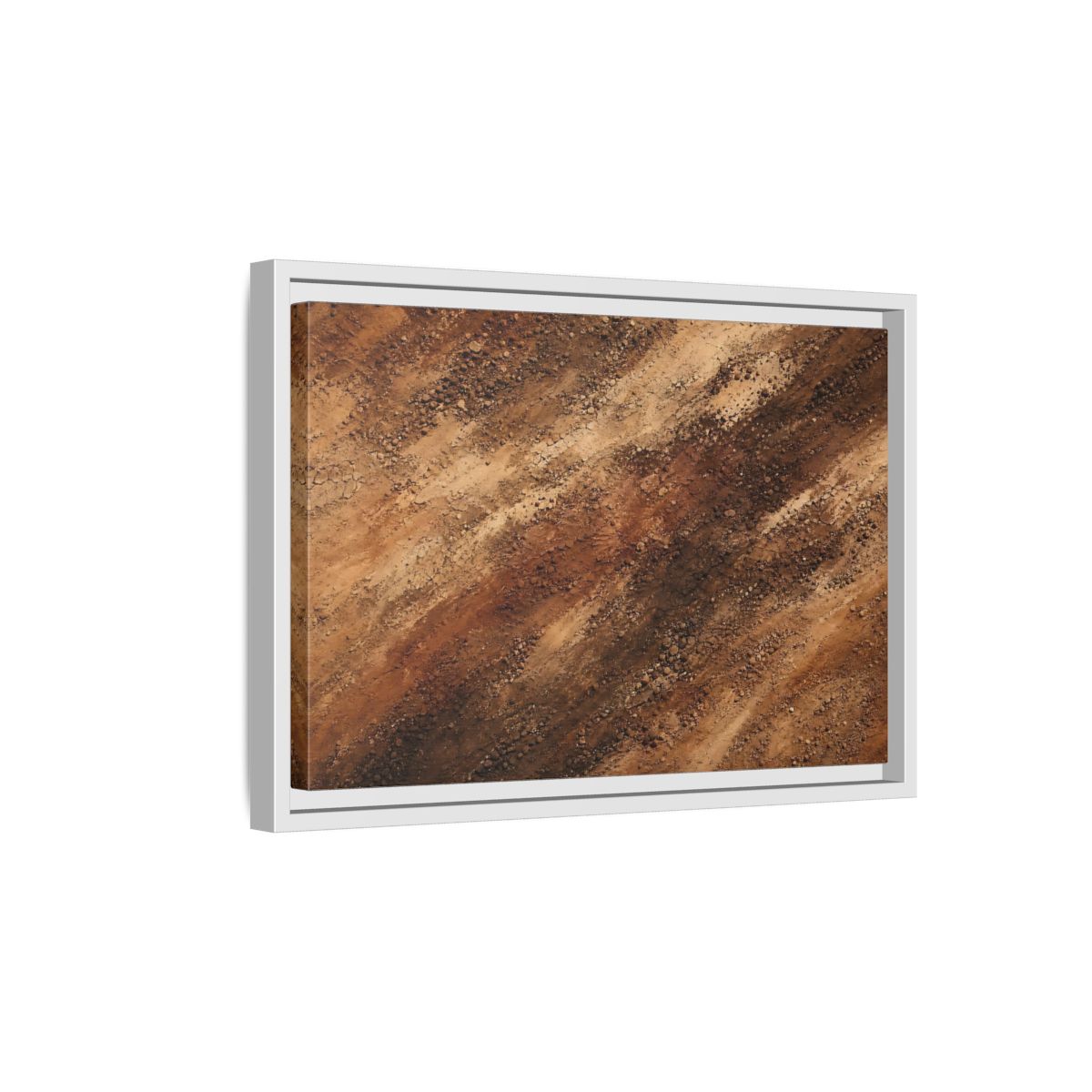 Side Mockup 4. Nature Soil Texture Brown And Tan shown as stretched canvas wall art