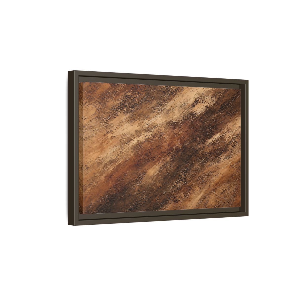 Side Mockup 5. Nature Soil Texture Brown And Tan shown as stretched canvas wall art