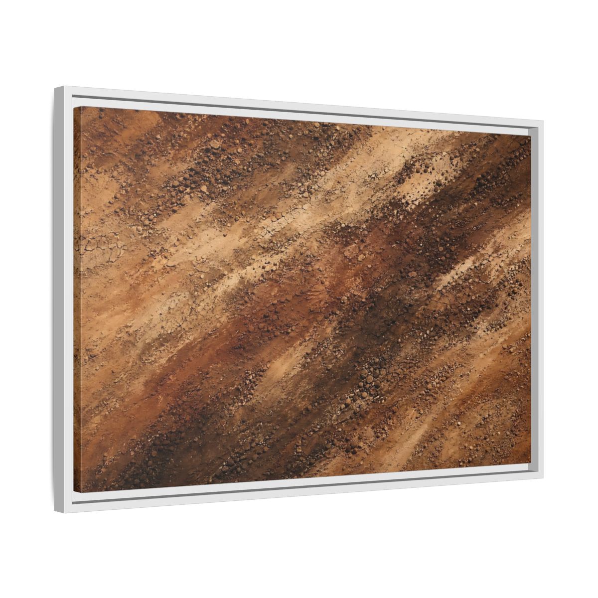 Side Mockup 10. Nature Soil Texture Brown And Tan shown as stretched canvas wall art