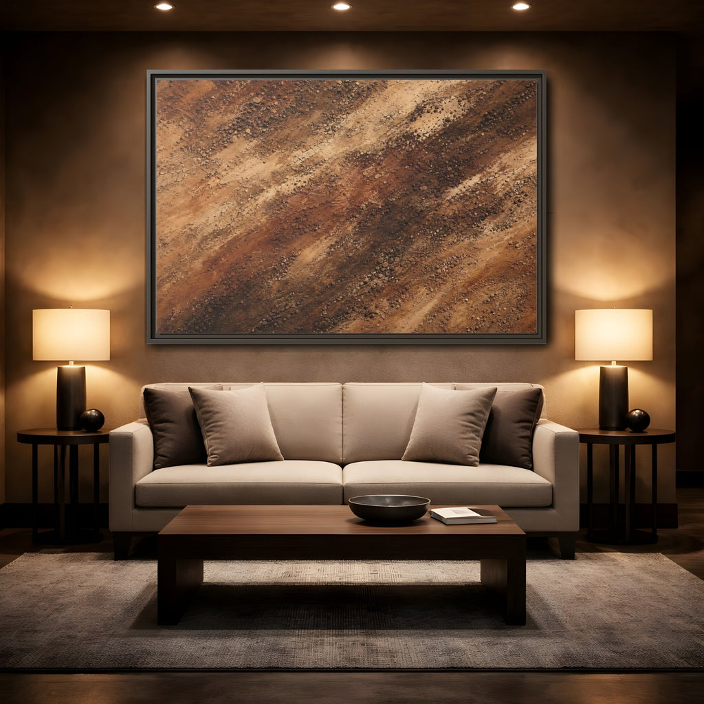 Mockup 2. Nature Soil Texture Brown And Tan shown as stretched canvas wall art