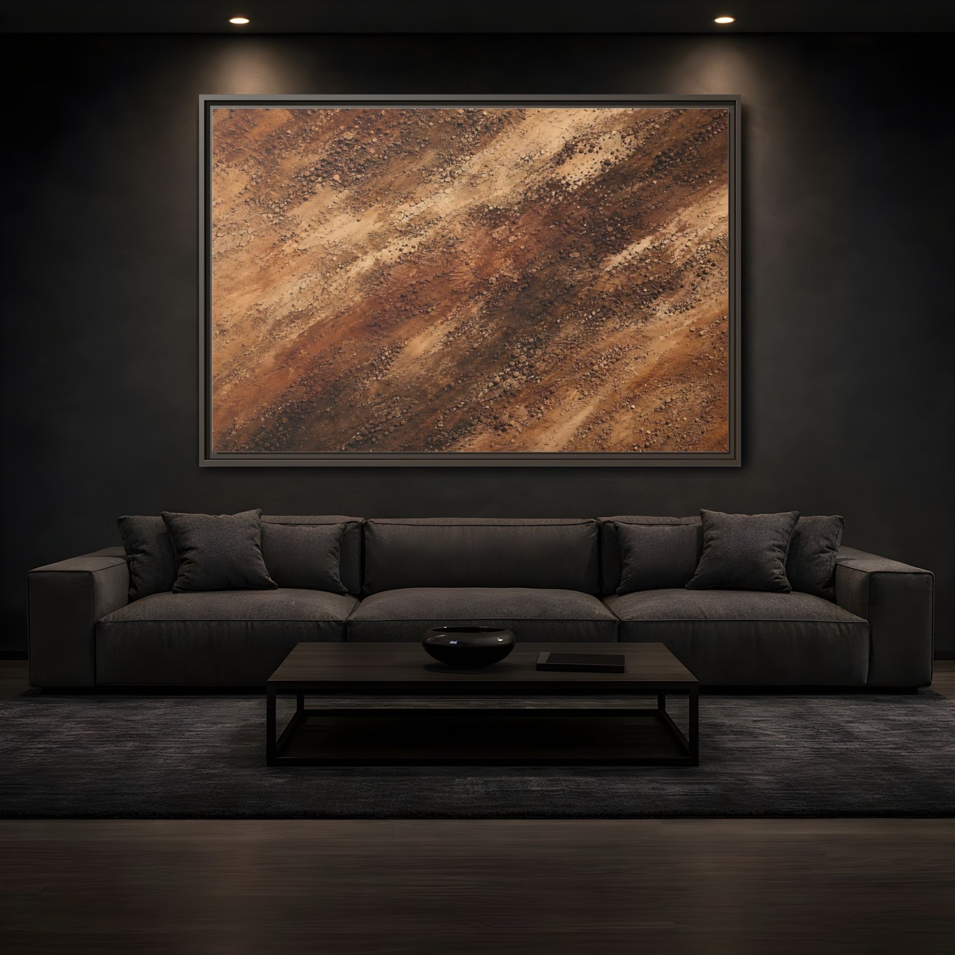 Mockup 3. Nature Soil Texture Brown And Tan shown as stretched canvas wall art