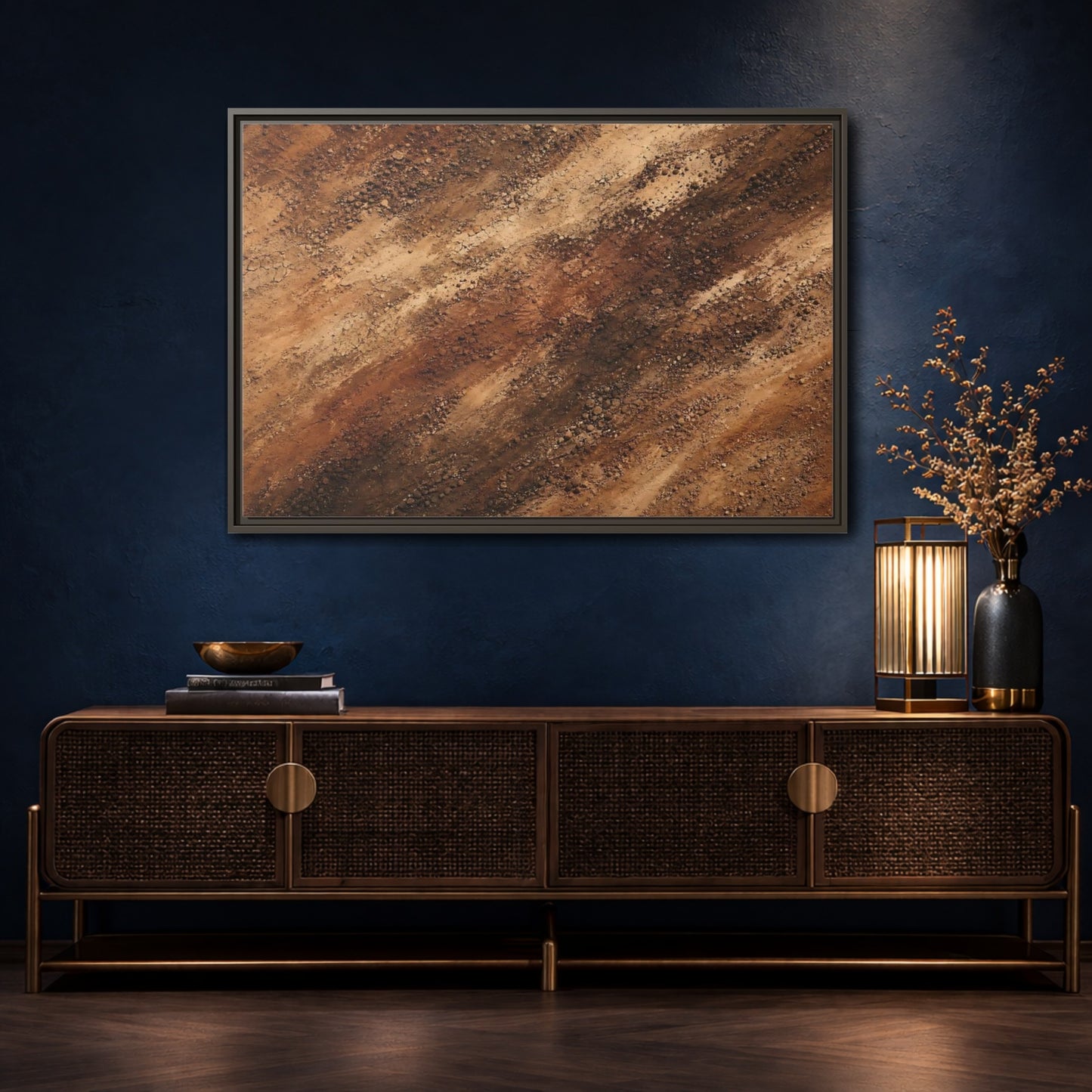Mockup 4. Nature Soil Texture Brown And Tan shown as stretched canvas wall art