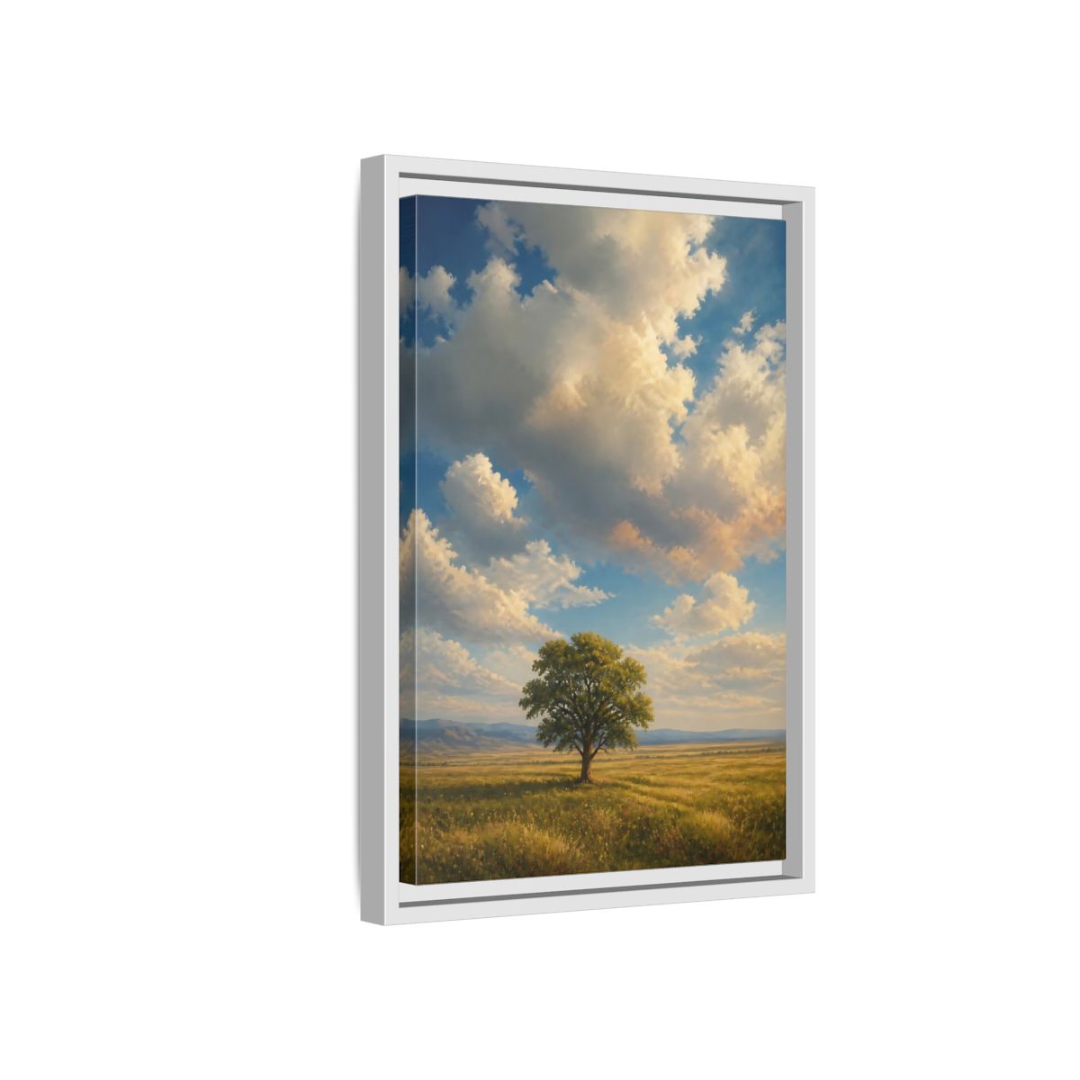 Side Mockup 4. Nature Solitary Tree Green Tree Landscape shown as stretched canvas wall art