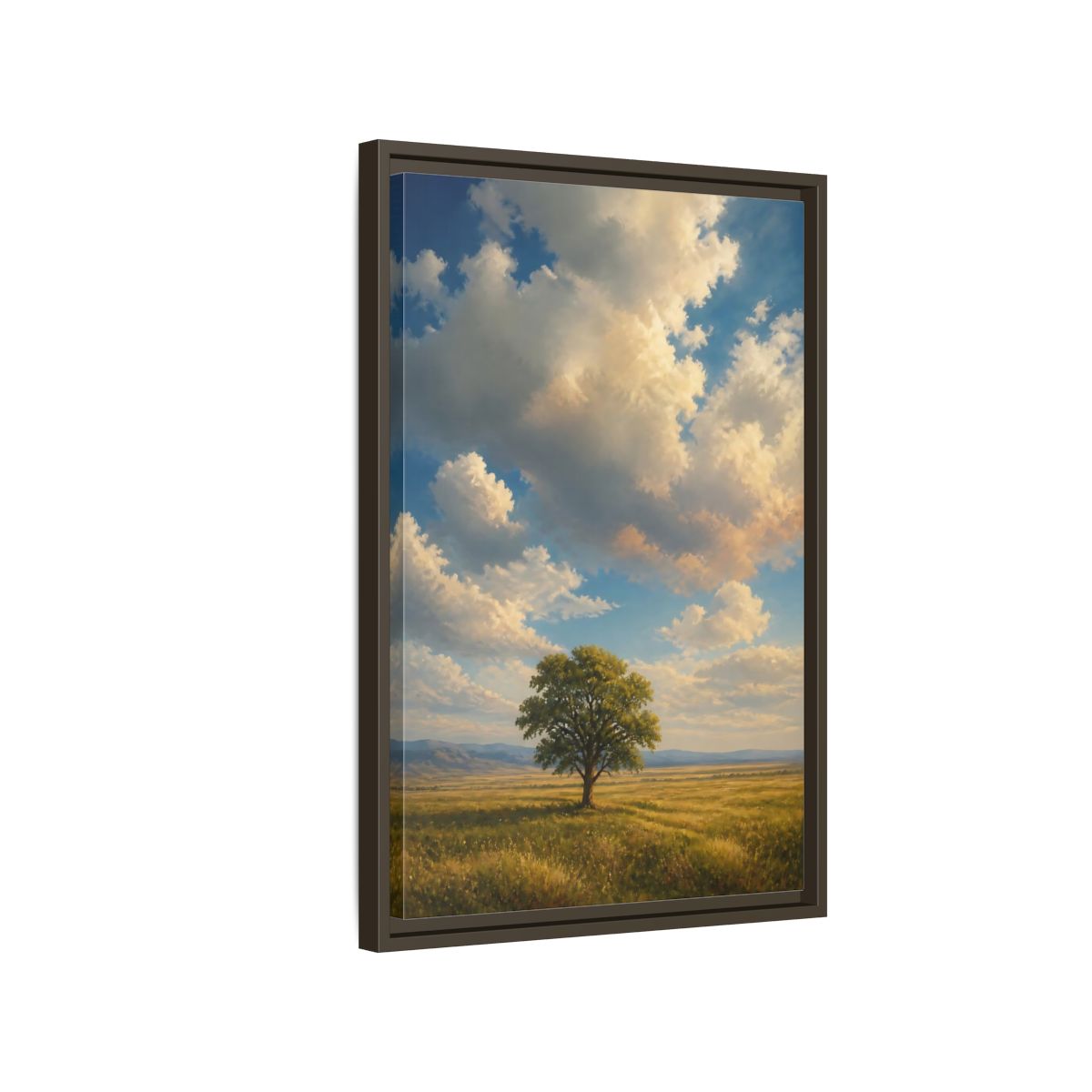 Side Mockup 2. Nature Solitary Tree Green Tree Landscape shown as stretched canvas wall art