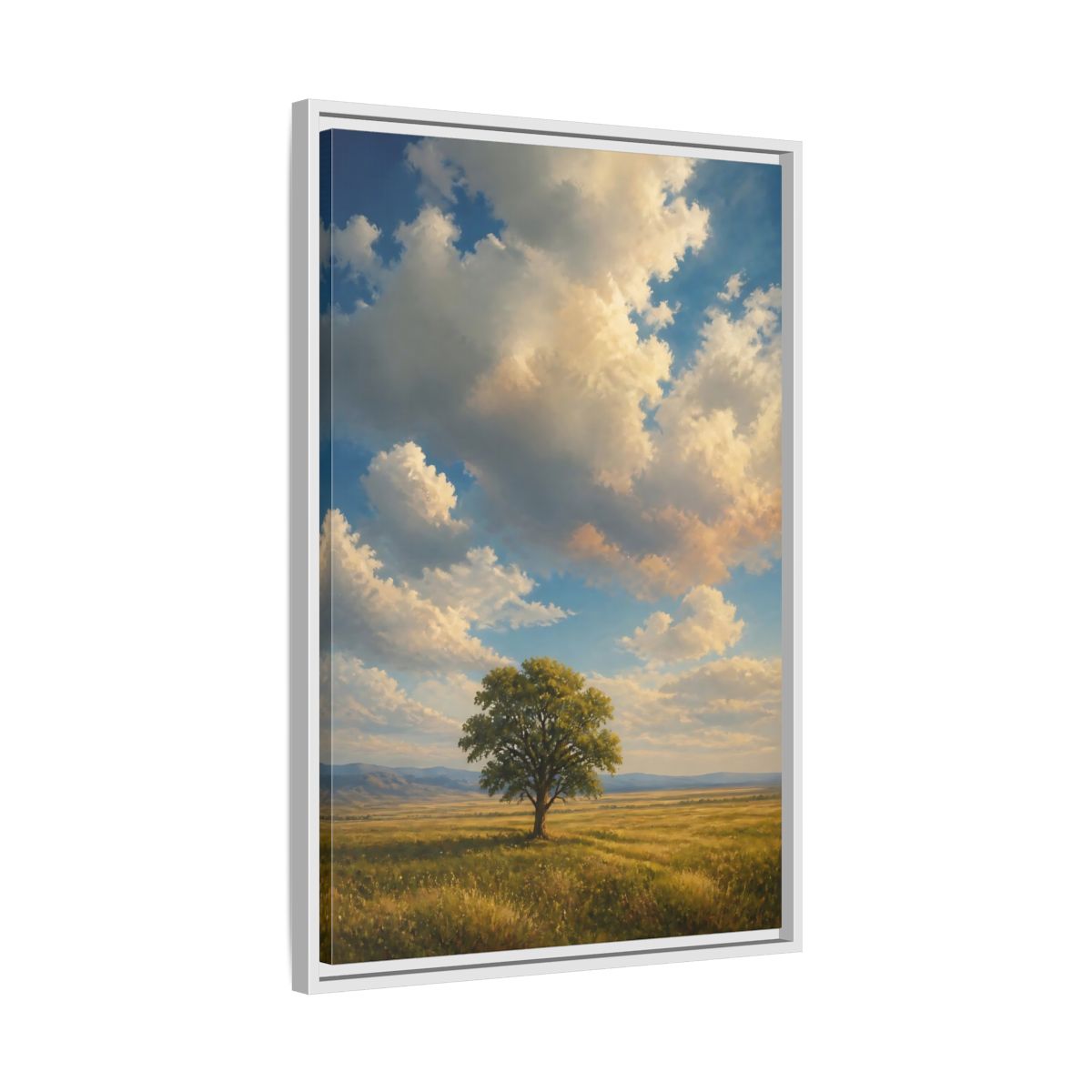 Side Mockup 10. Nature Solitary Tree Green Tree Landscape shown as stretched canvas wall art