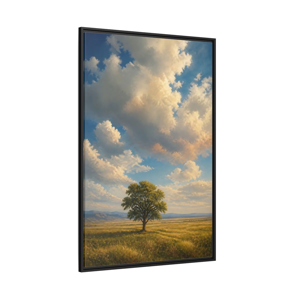 Side Mockup 12. Nature Solitary Tree Green Tree Landscape shown as stretched canvas wall art