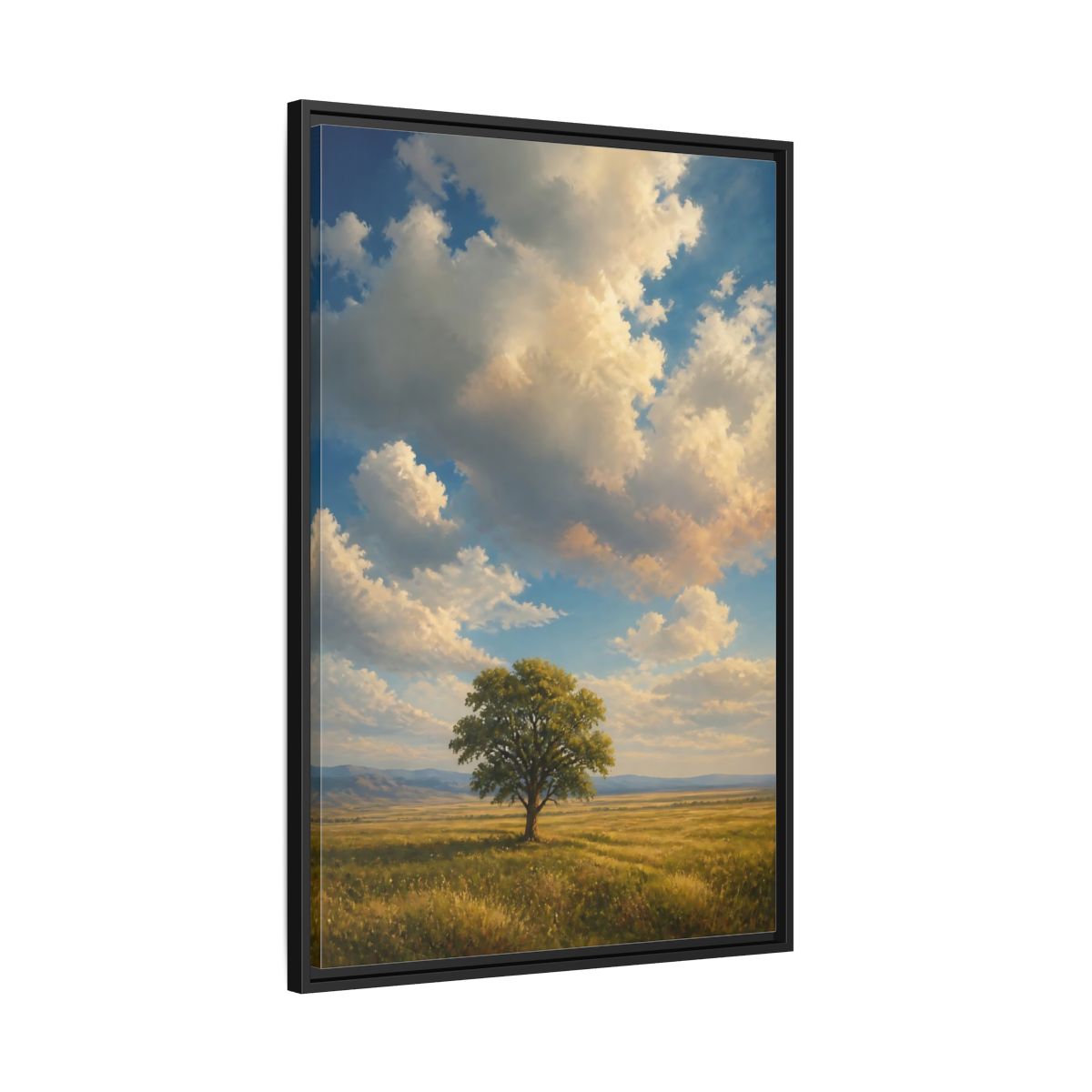 Side Mockup 13. Nature Solitary Tree Green Tree Landscape shown as stretched canvas wall art