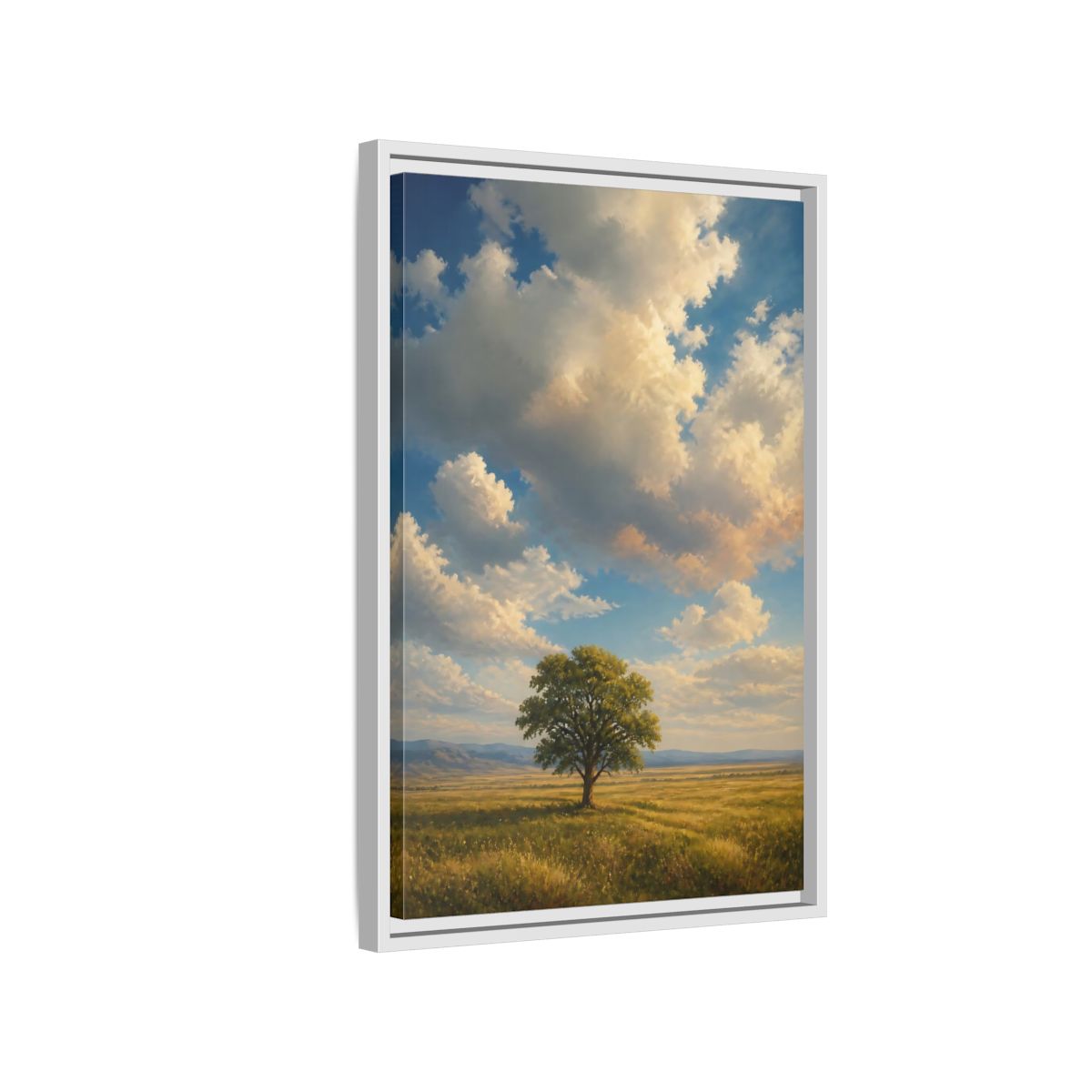 Side Mockup 1. Nature Solitary Tree Green Tree Landscape shown as stretched canvas wall art