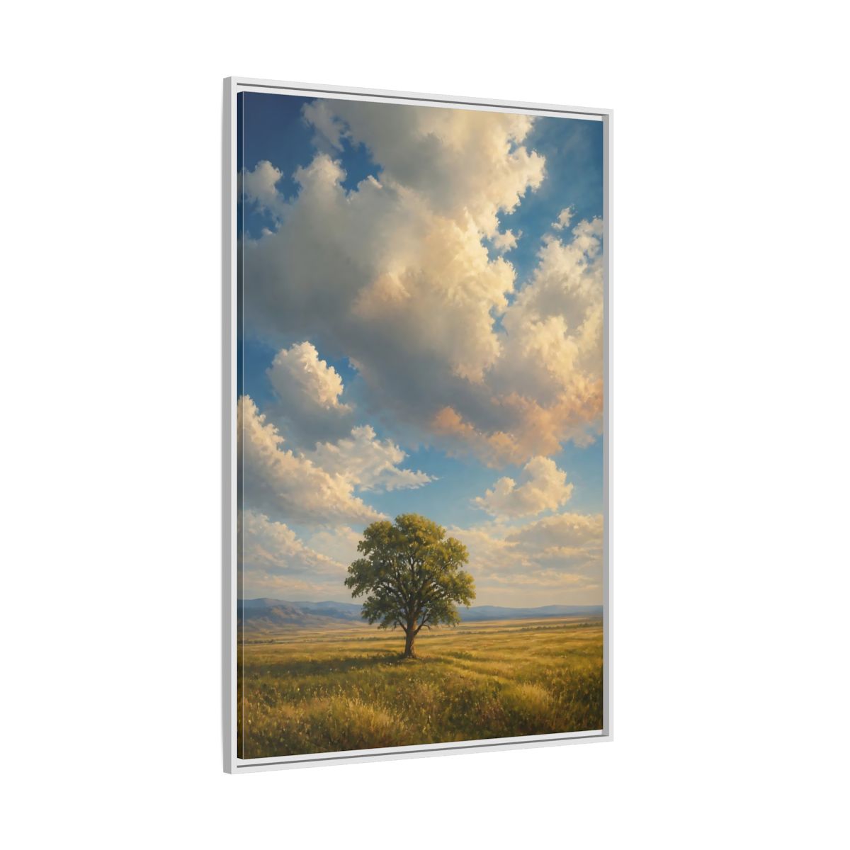 Side Mockup 7. Nature Solitary Tree Green Tree Landscape shown as stretched canvas wall art