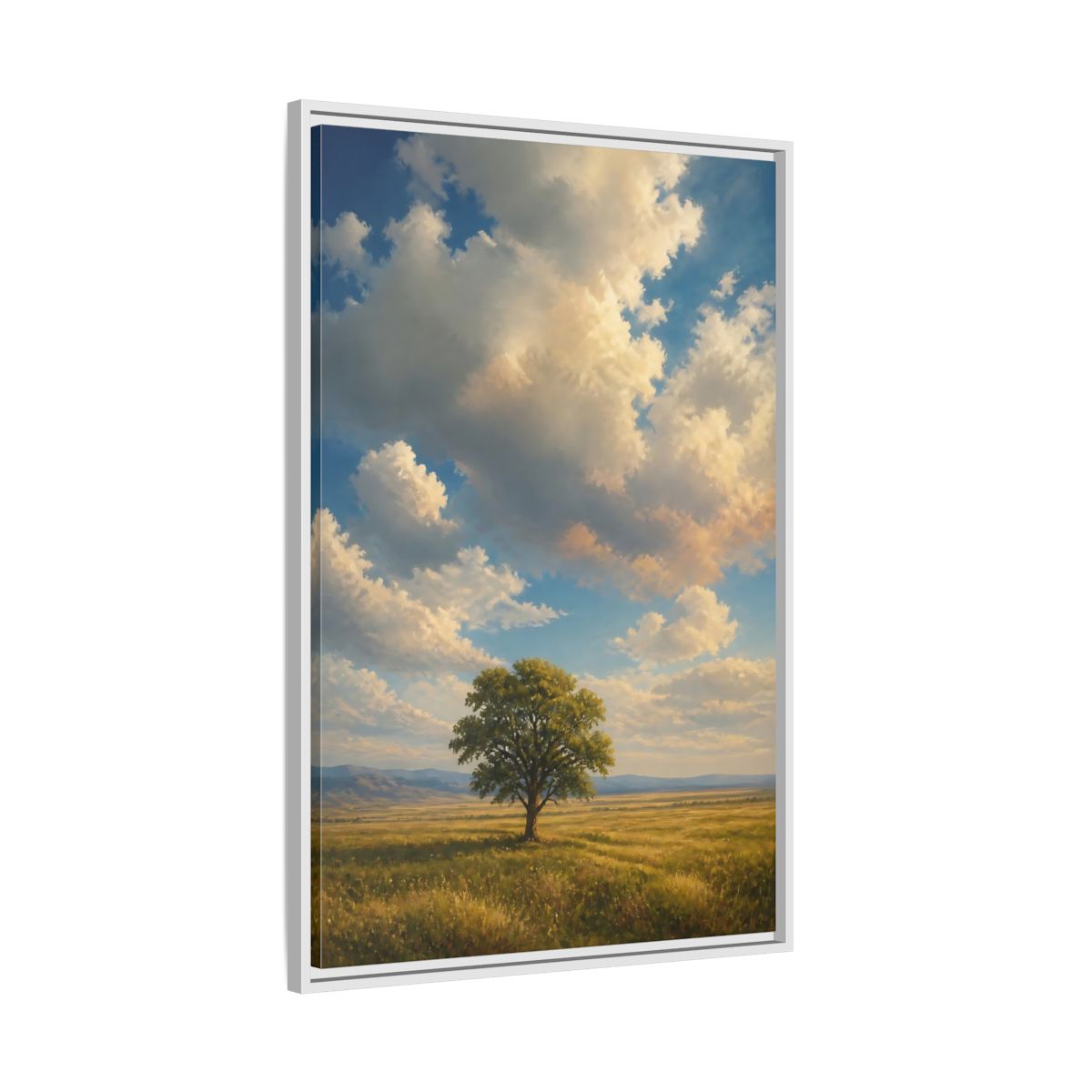 Side Mockup 9. Nature Solitary Tree Green Tree Landscape shown as stretched canvas wall art