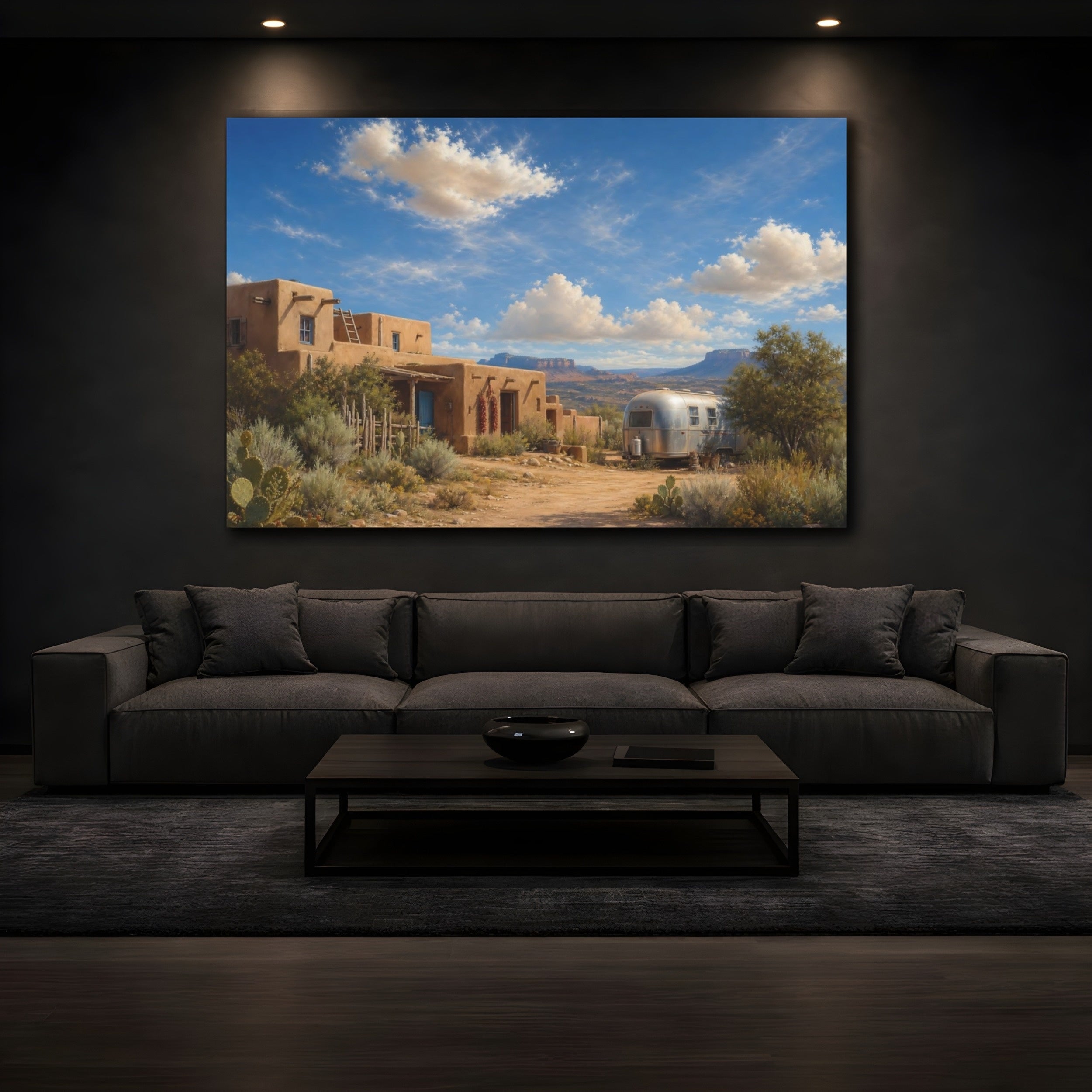 Mockup 3. Nature Southwestern Landscape Southwestern Desert shown as stretched canvas wall art
