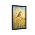 Side Mockup 6. Nature Sparrow Golden Field shown as stretched canvas wall art