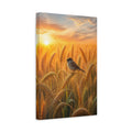 Side Mockup 4. Nature Sparrow Golden Wheat Field shown as stretched canvas wall art