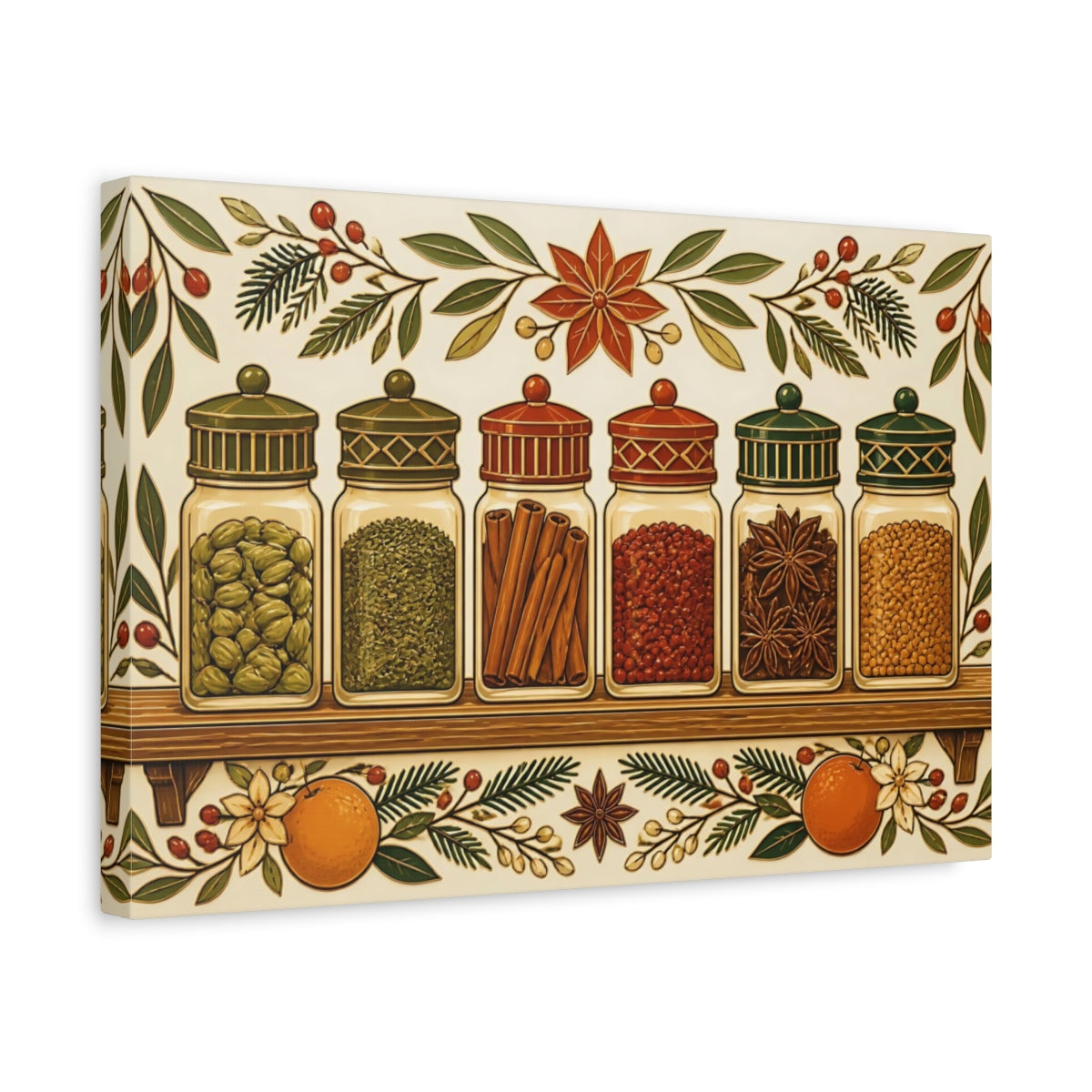 Side Mockup 4. Nature Spice Jars Holiday Spices shown as stretched canvas wall art