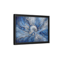 Side Mockup 6. Nature Spiral Shell Blue And Silver shown as stretched canvas wall art