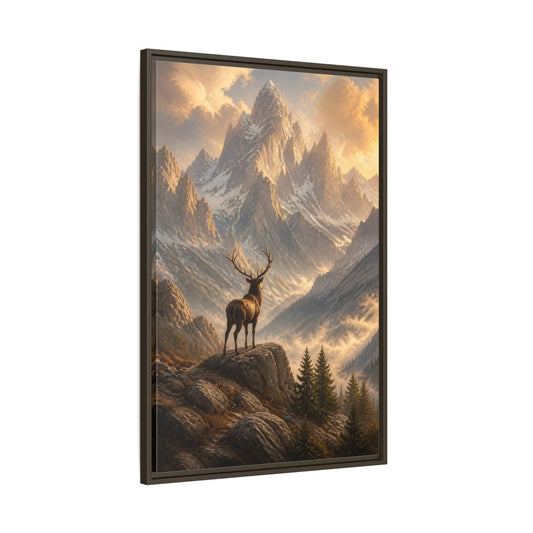 Main Mockup. Nature Stag Stag Mountain shown as stretched canvas wall art