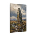Side Mockup 4. Nature Standing Stone Brown And Grey shown as stretched canvas wall art