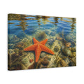 Side Mockup 4. Nature Starfish Orange Starfish shown as stretched canvas wall art