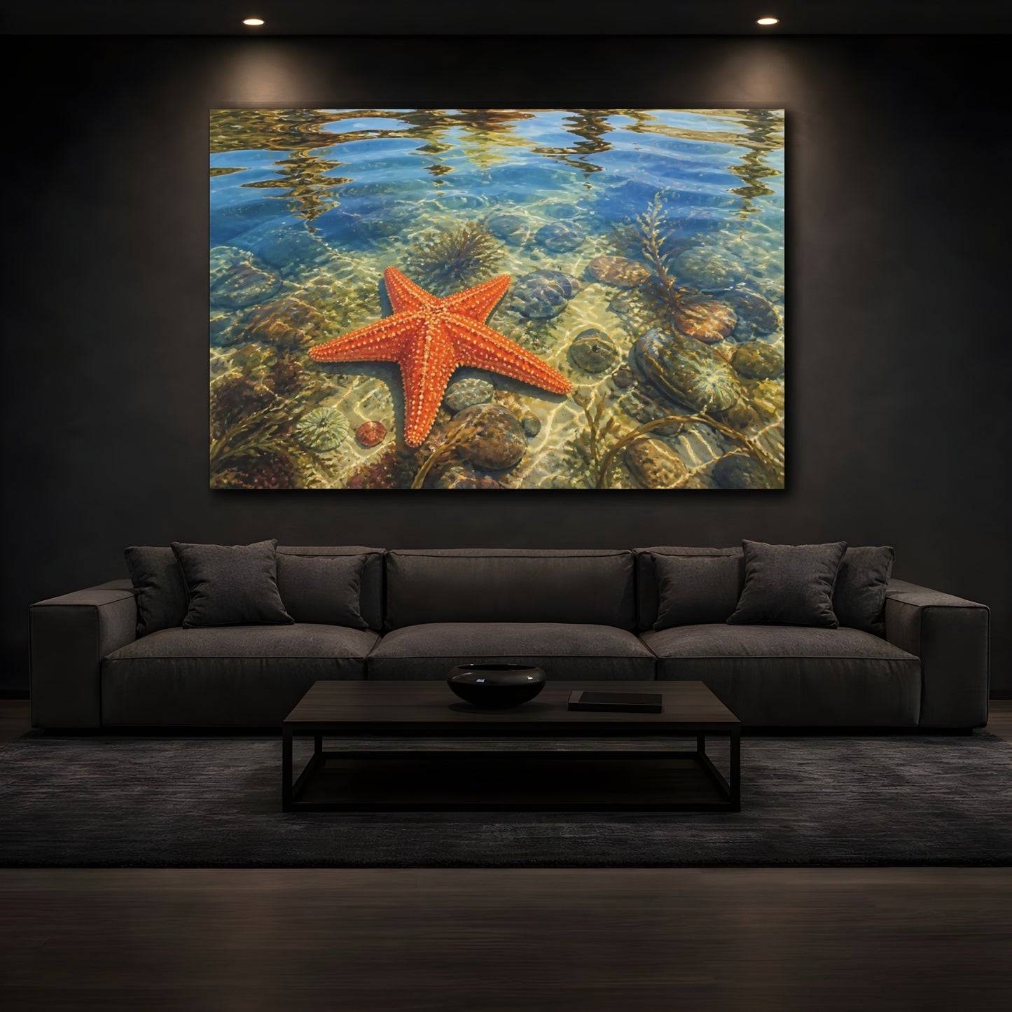 Mockup 3. Nature Starfish Orange Starfish shown as stretched canvas wall art