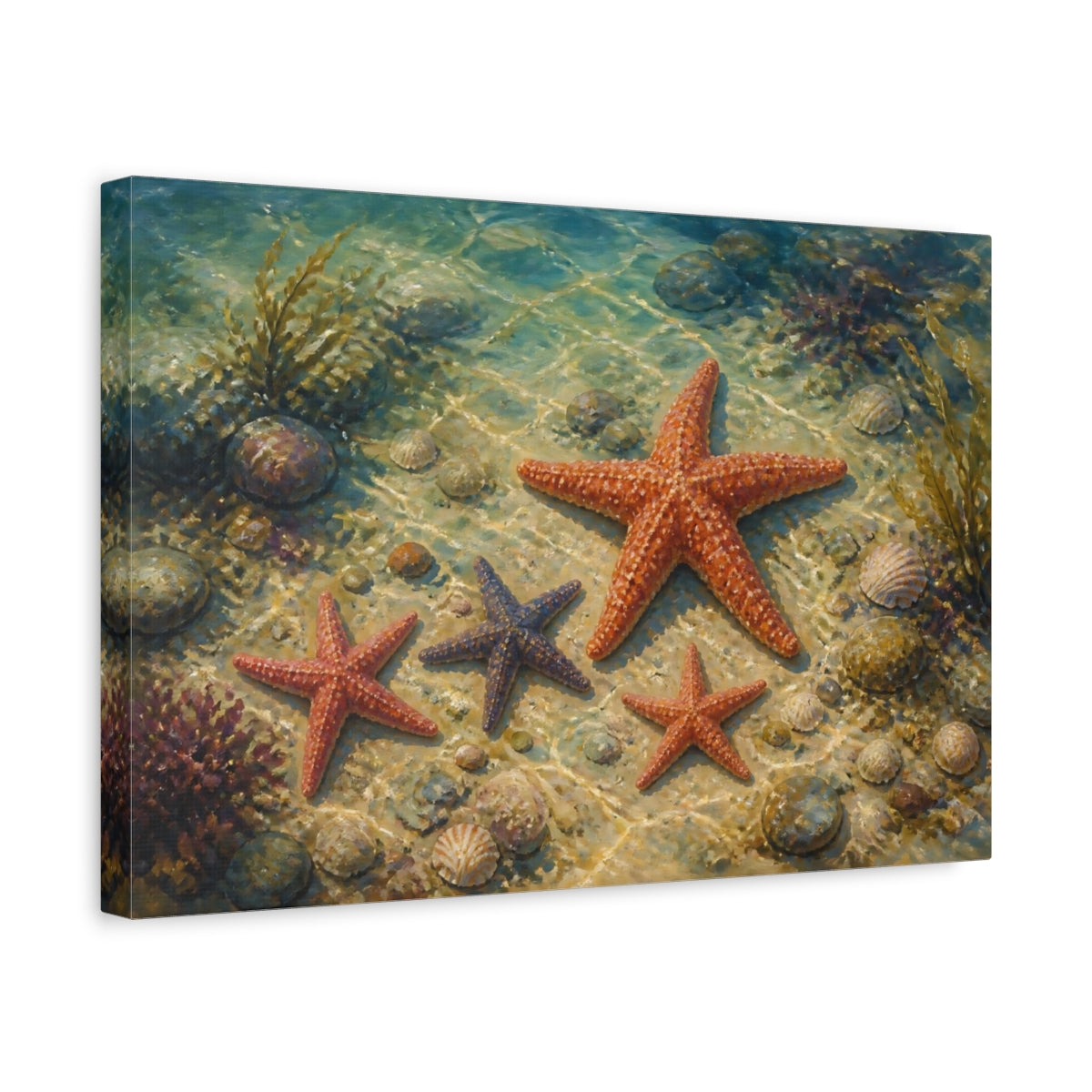 Side Mockup 4. Nature Starfish Underwater Starfish shown as stretched canvas wall art