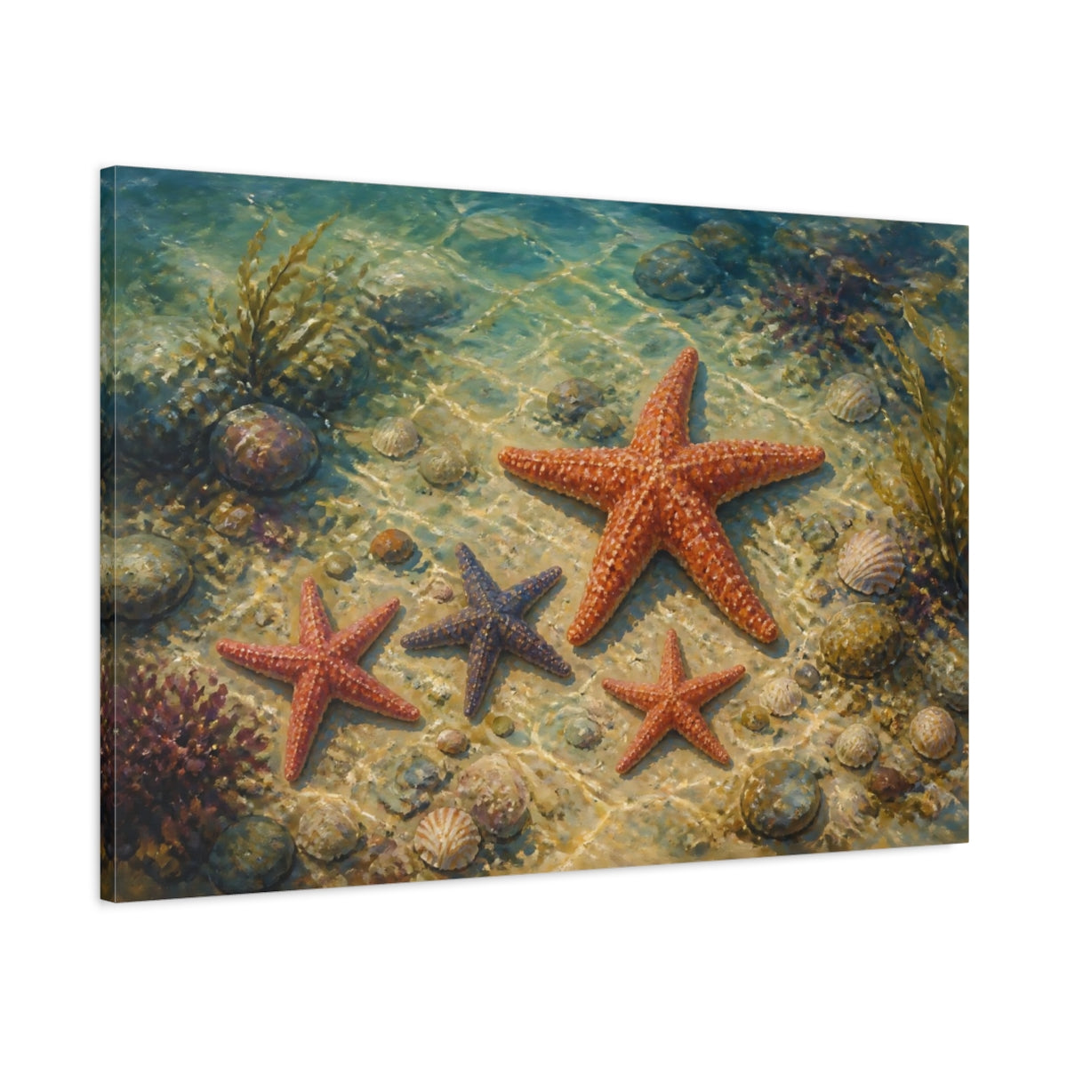 Main Mockup. Nature Starfish Underwater Starfish shown as stretched canvas wall art