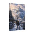 Side Mockup 4. Nature Steam Train Snowy Mountain Train shown as stretched canvas wall art