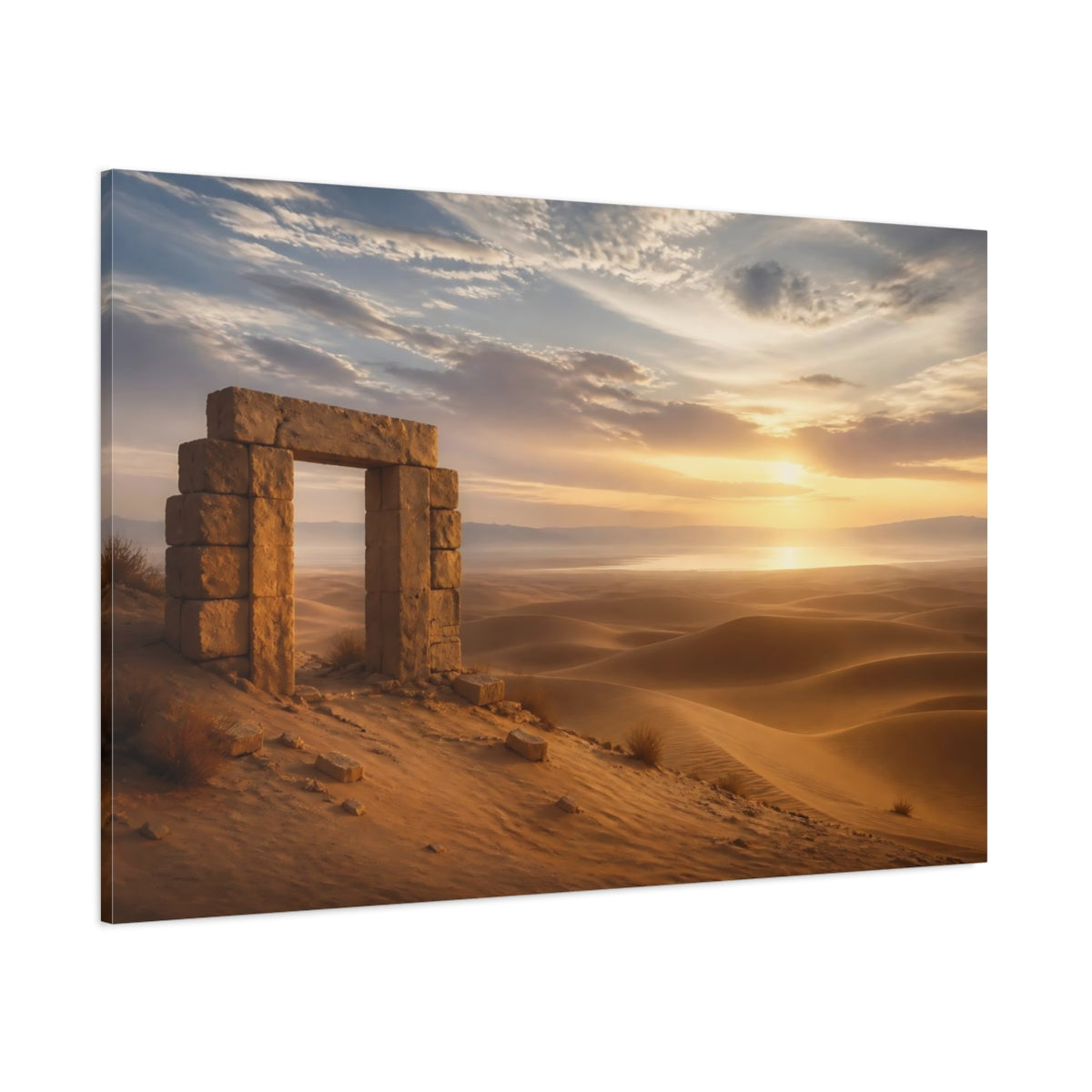 Side Mockup 1. Nature Stone Arch Desert Sunset shown as stretched canvas wall art