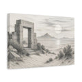 Side Mockup 4. Nature Stone Archway Grey Landscape shown as stretched canvas wall art