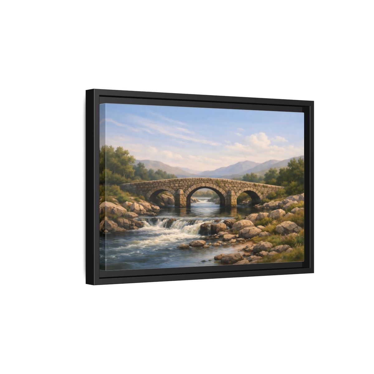 Side Mockup 6. Nature Stone Bridge Nature Landscape shown as stretched canvas wall art