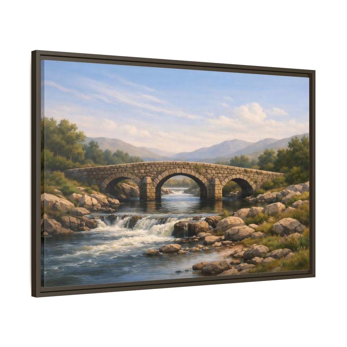 Main Mockup. Nature Stone Bridge Nature Landscape shown as stretched canvas wall art