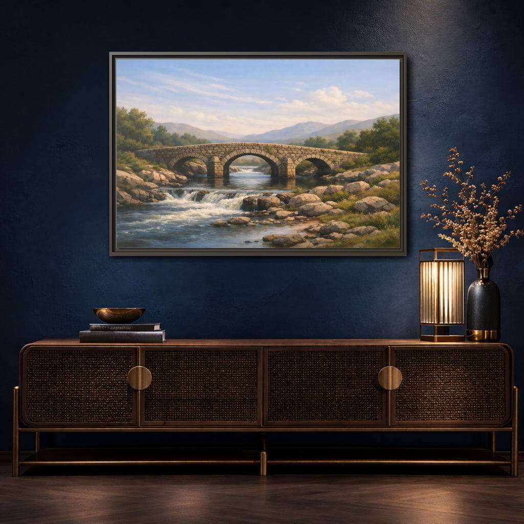 Mockup 4. Nature Stone Bridge Nature Landscape shown as stretched canvas wall art