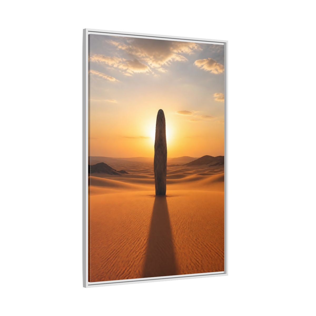 Side Mockup 7. Nature Stone Monolith Golden Desert shown as stretched canvas wall art