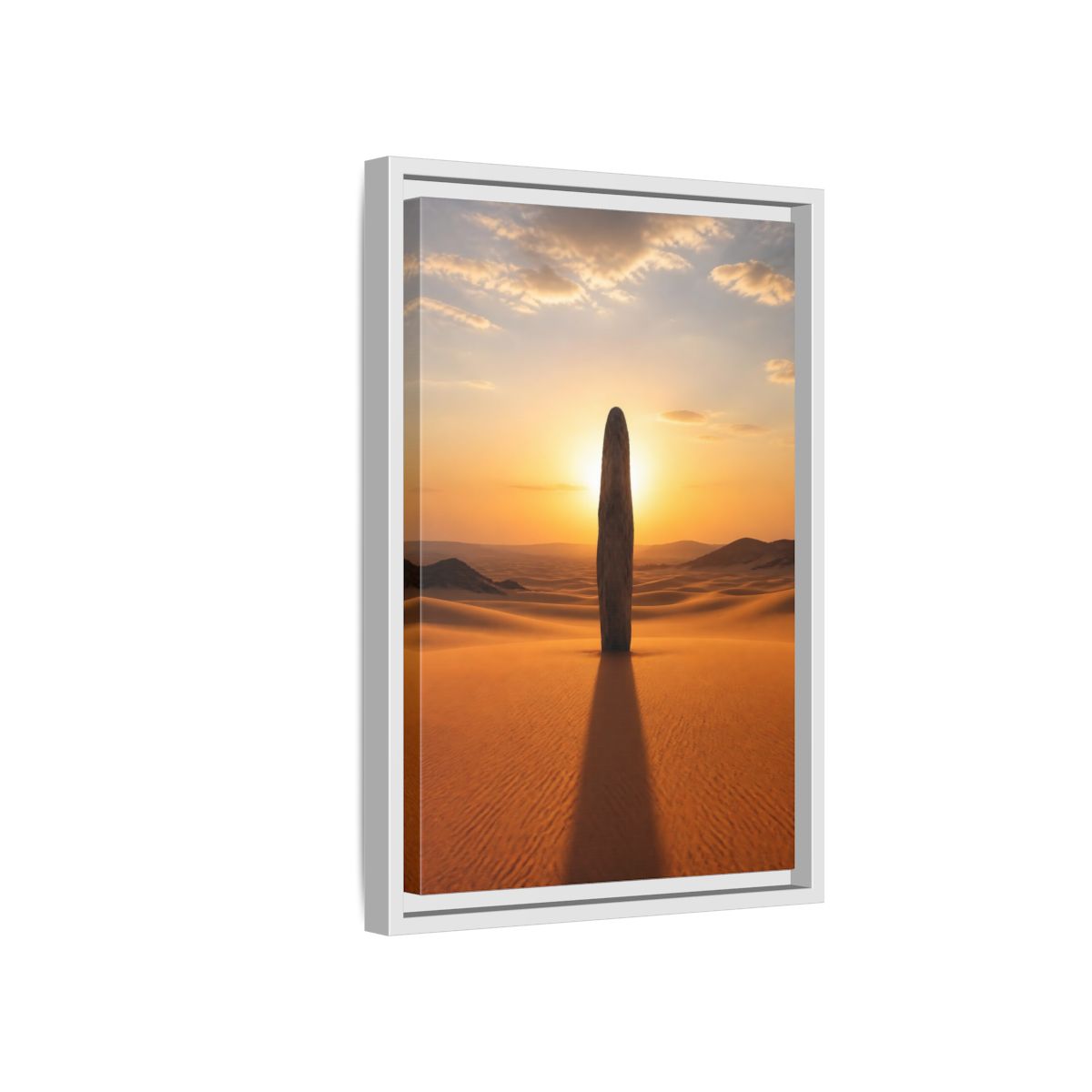 Side Mockup 4. Nature Stone Monolith Golden Desert shown as stretched canvas wall art