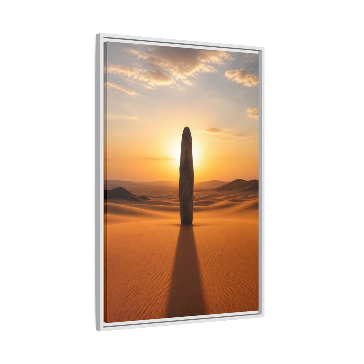Side Mockup 9. Nature Stone Monolith Golden Desert shown as stretched canvas wall art