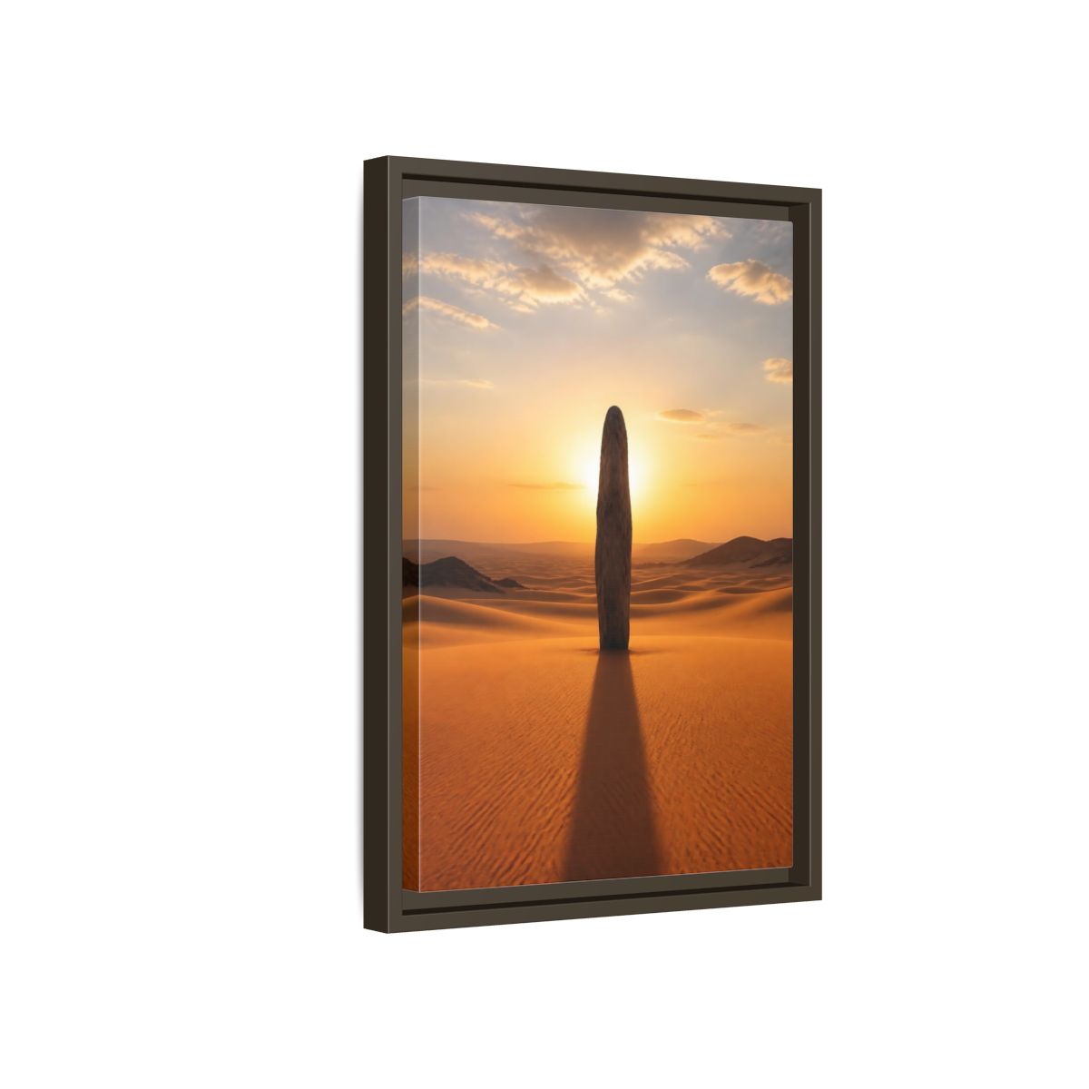 Side Mockup 5. Nature Stone Monolith Golden Desert shown as stretched canvas wall art
