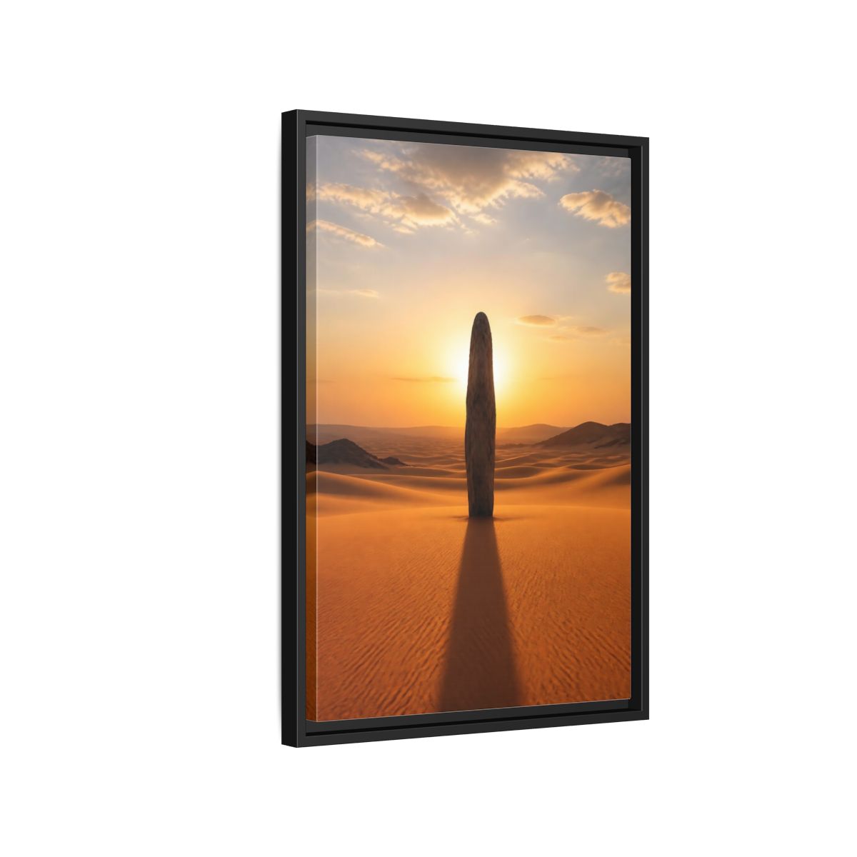 Side Mockup 3. Nature Stone Monolith Golden Desert shown as stretched canvas wall art