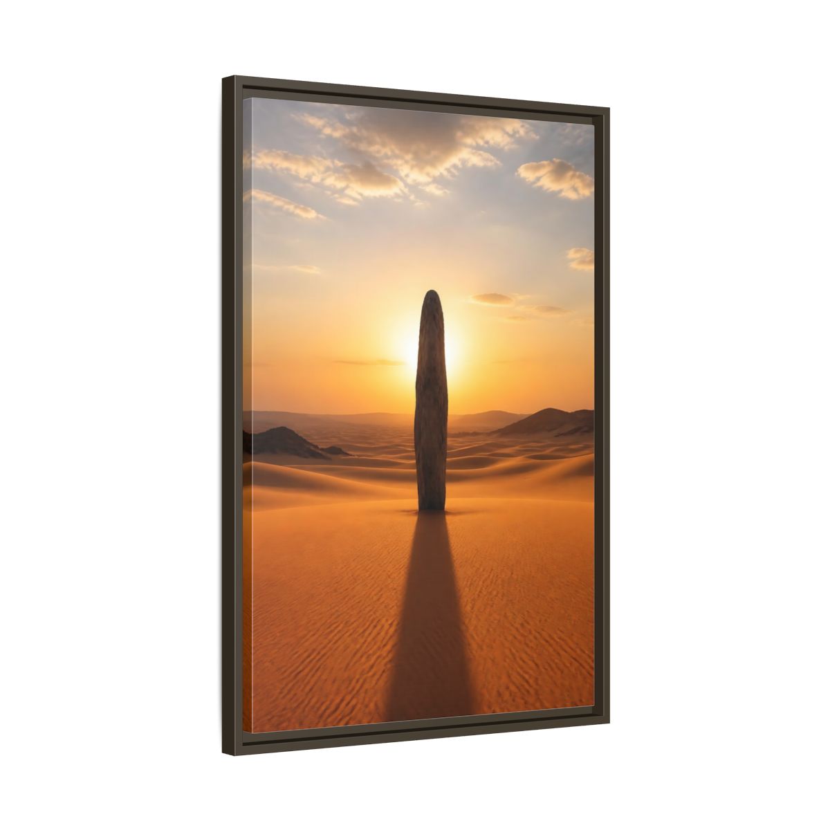 Side Mockup 11. Nature Stone Monolith Golden Desert shown as stretched canvas wall art