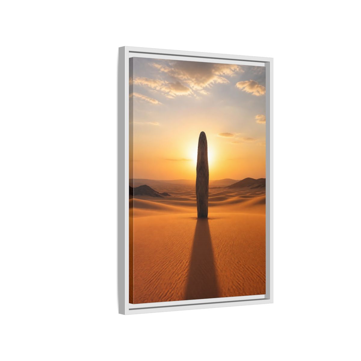 Side Mockup 1. Nature Stone Monolith Golden Desert shown as stretched canvas wall art